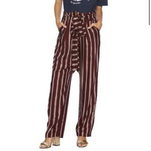 Beach Riot Burgundy and White Striped Pants